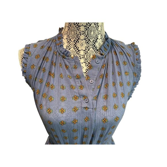Paris Atelier &Other Stories Dress 100% cotton Blue Sleeveless BOHO size 4 fairy - Picture 5 of 15